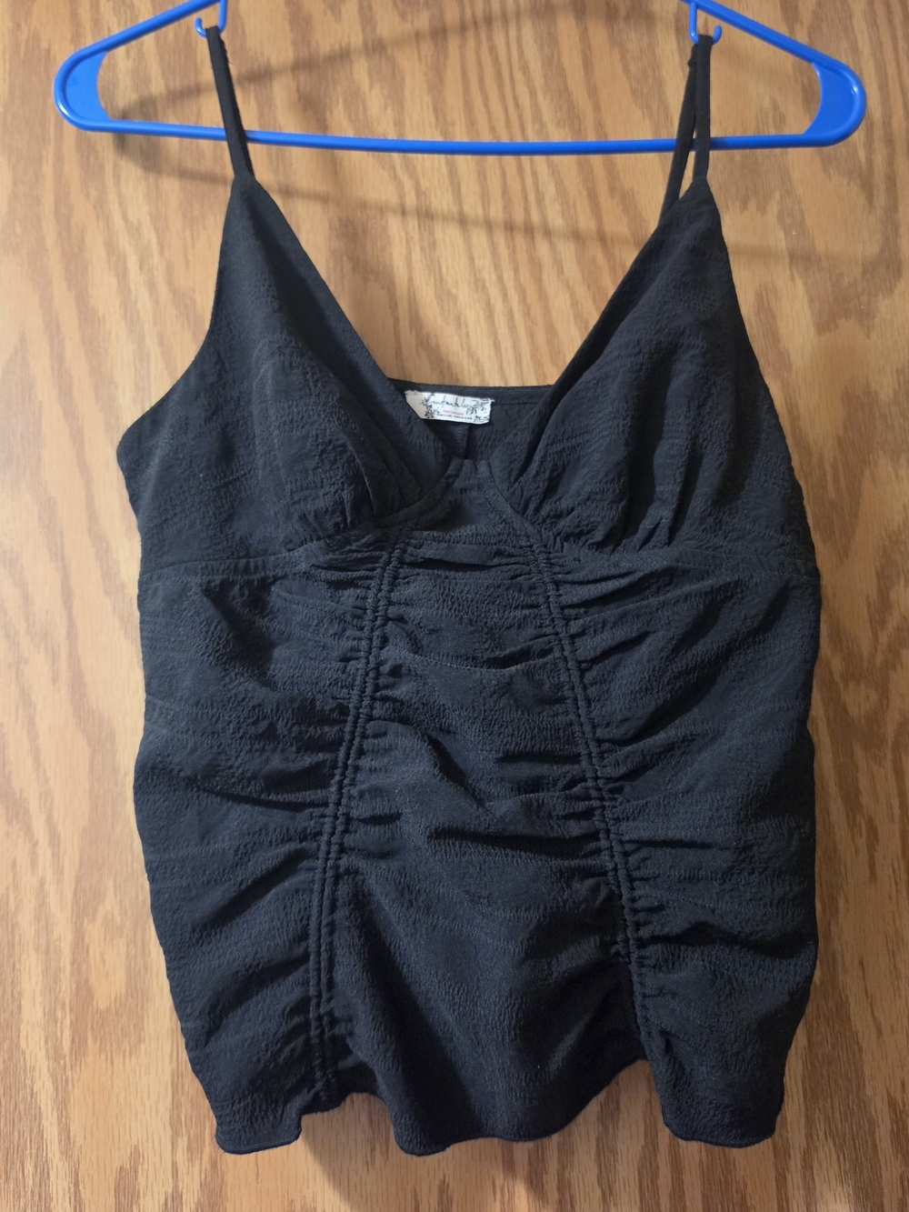 Free People Black Ruched V-Neck Camisole